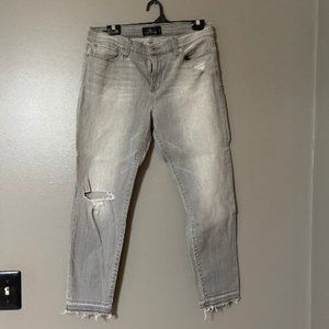 Lucky Brand Brooke Capri Gray Distressed Skinny Jeans Size 12